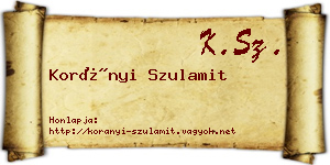 Korányi Szulamit névjegykártya